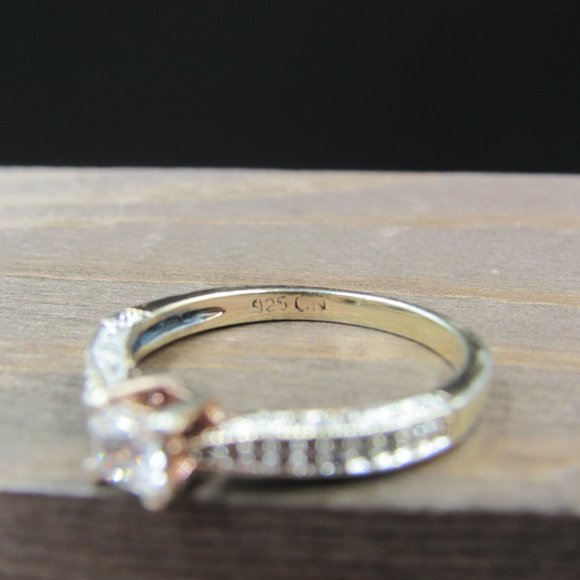 Size 6 Sterling Silver Gold Plated Sapphire & Diamond Accent Band Ring Vintage - Picture 6 of 10